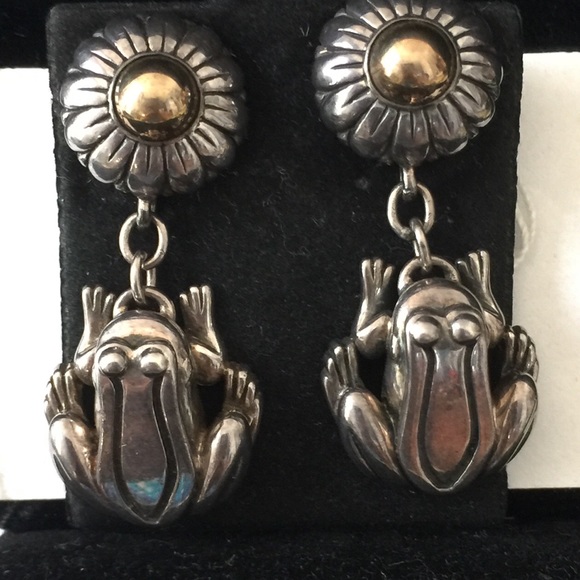 Kieselstein Jewelry - Barry Kieselstein Sterling and 14k Designer Frog Dangle Earrings